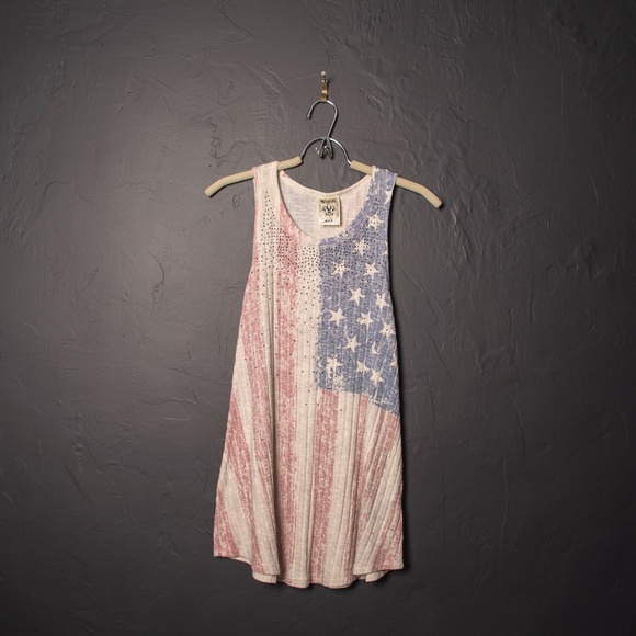 Vocal American Flag Tank Top with Sparkling Stones - Picture 4 of 4